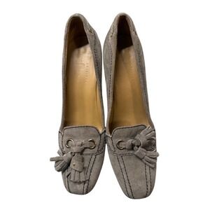 The Original Car Shoe by Prada Gray Suede Tassel Block Heel Loafer Pump Size 39